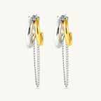 C Hoop Dangling Chain Earrings