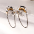 C Hoop Dangling Chain Earrings