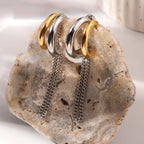 C Hoop Dangling Chain Earrings