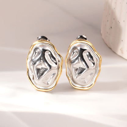 Hammered Stone Stud Earrings