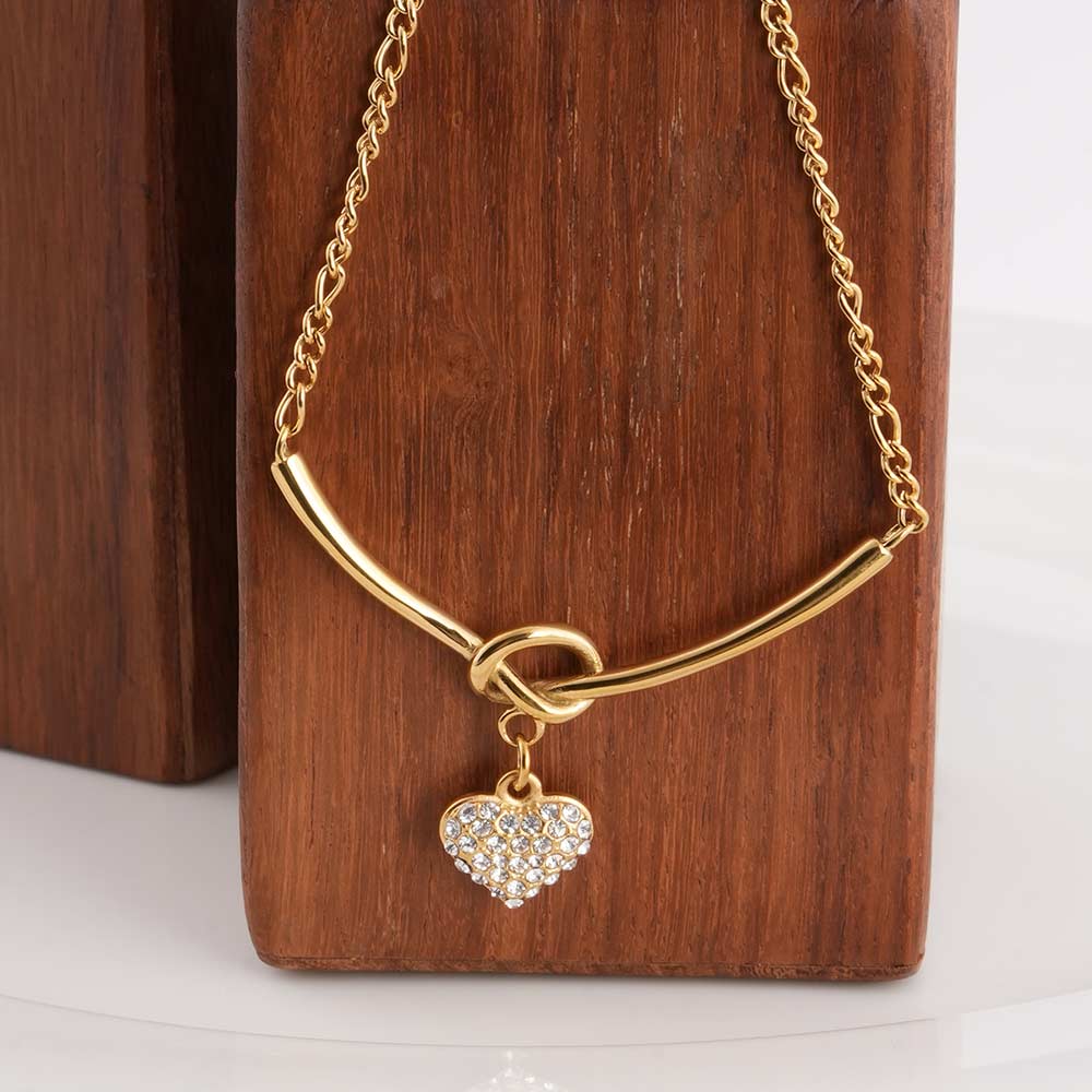 Crystal Heart Charm Gold Necklace