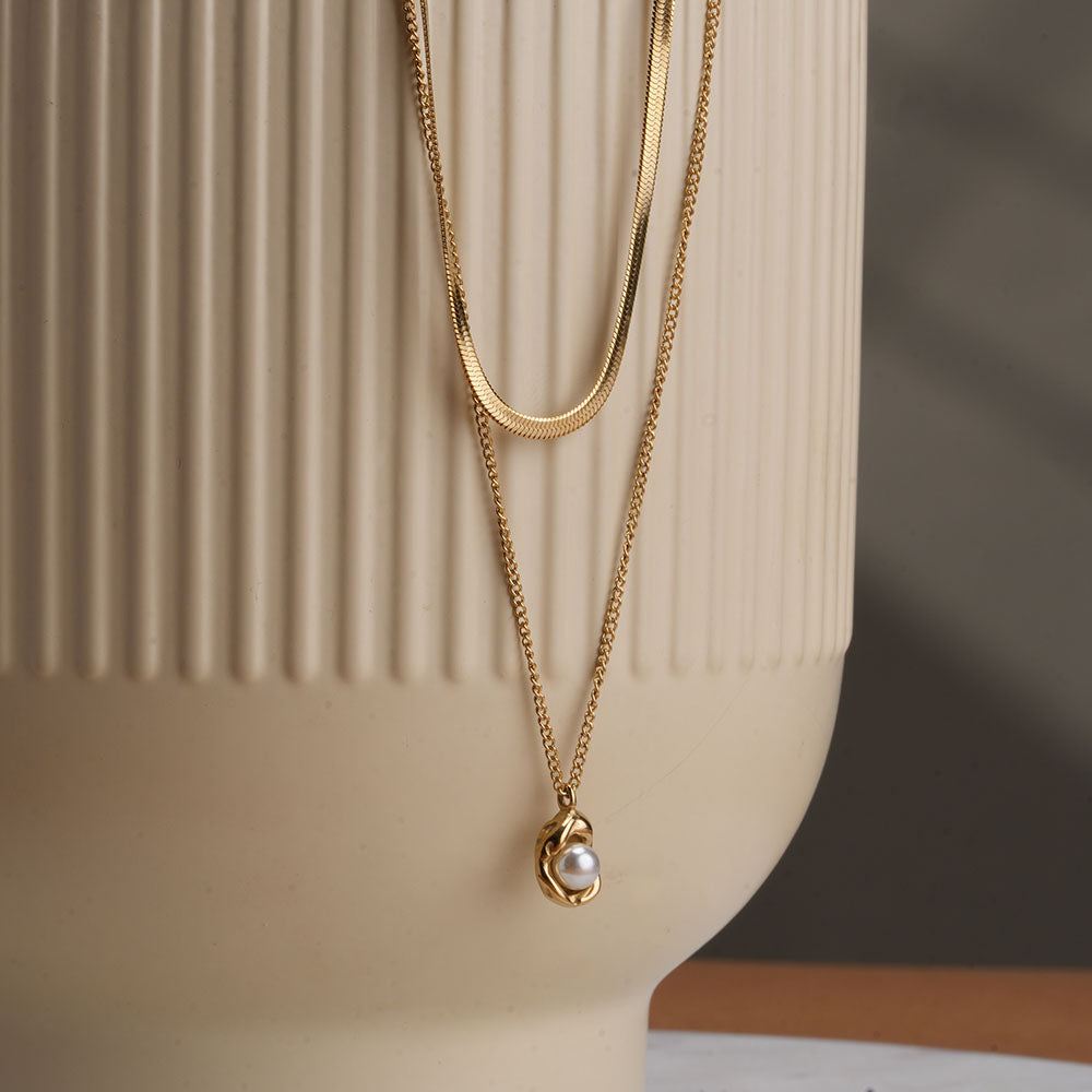 Auric Pearl Layered Necklace
