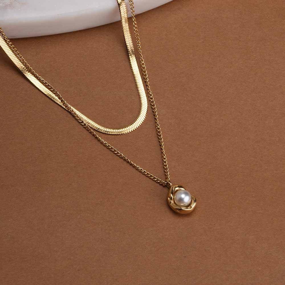 Auric Pearl Layered Necklace