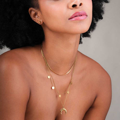 Moon & Disc Stack Necklace