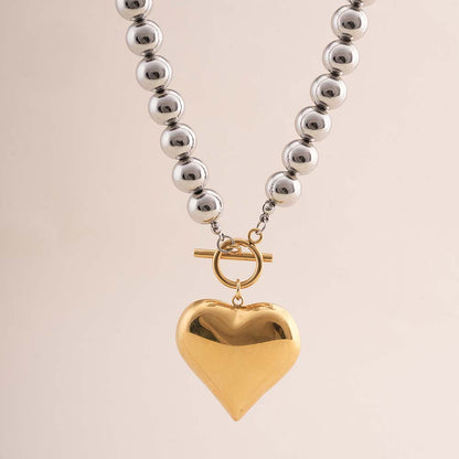 Golden Heart Beaded Necklace