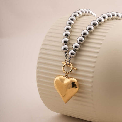 Golden Heart Beaded Necklace