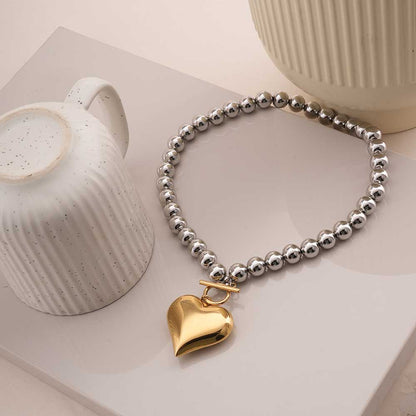 Golden Heart Beaded Necklace