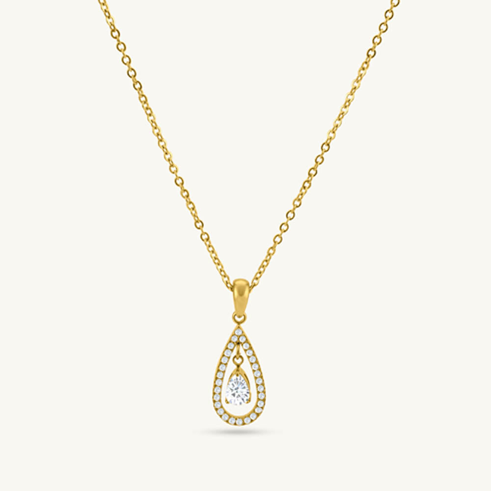 Crystal Drop Leaf Necklace