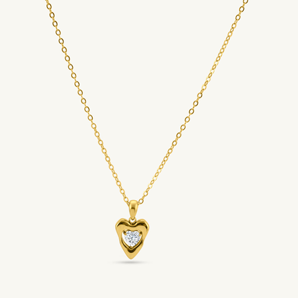 Crowned Solitaire Heart Pendant