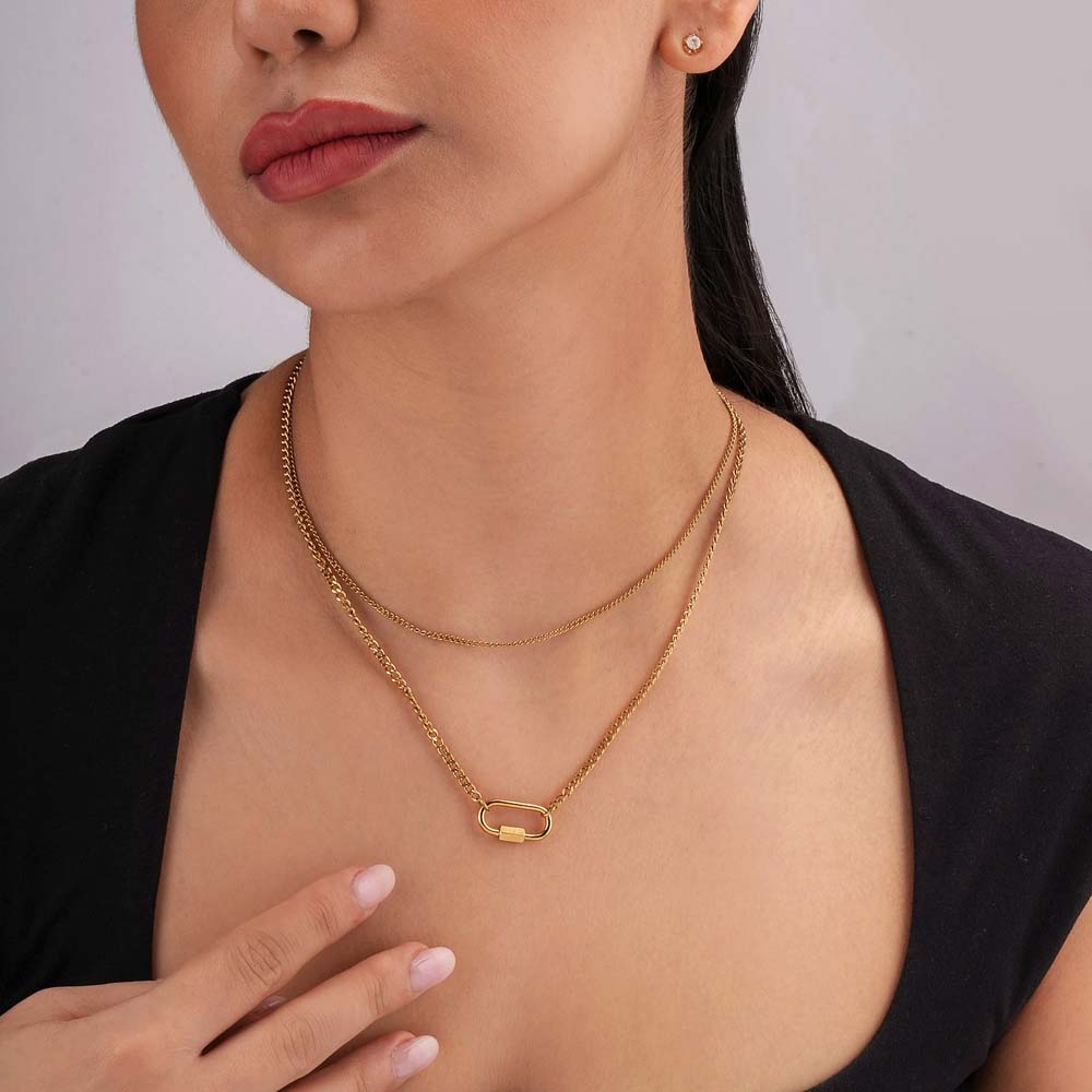 Double Layer Oval Pendant Necklace