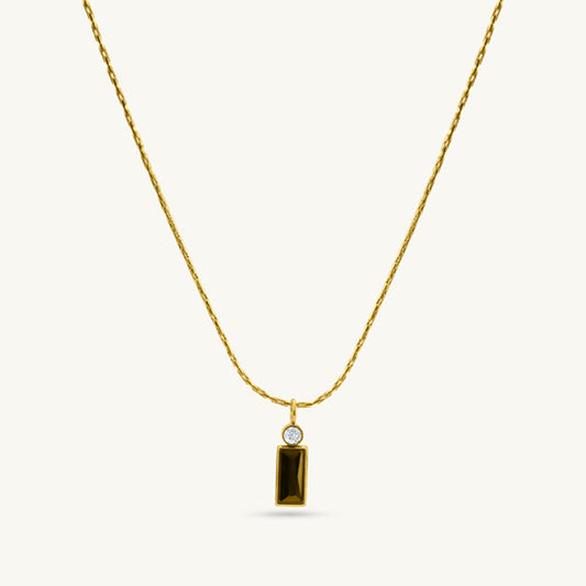 Sleek Black Bar Pendant Necklace