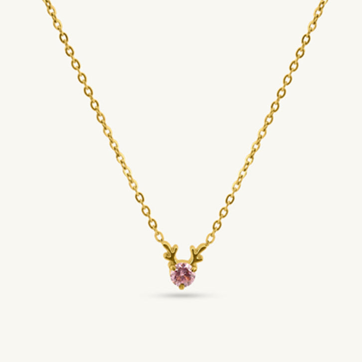 Crescent Star Pink Gem Pendant