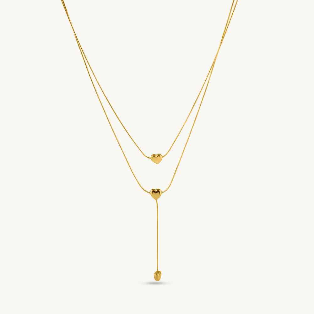 Double Layered Golden Heart Necklace
