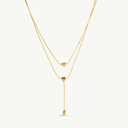 Double Layered Golden Heart Necklace