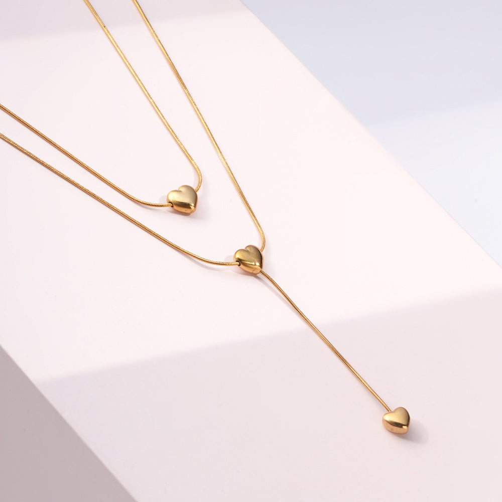 Double Layered Golden Heart Necklace