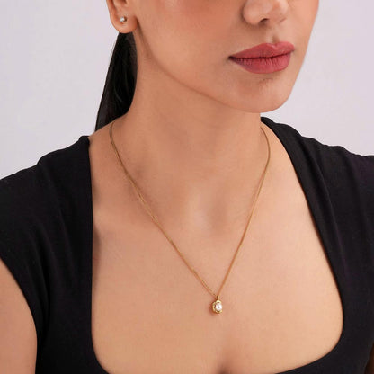 Solo Sparkle Pearl Drop Necklace