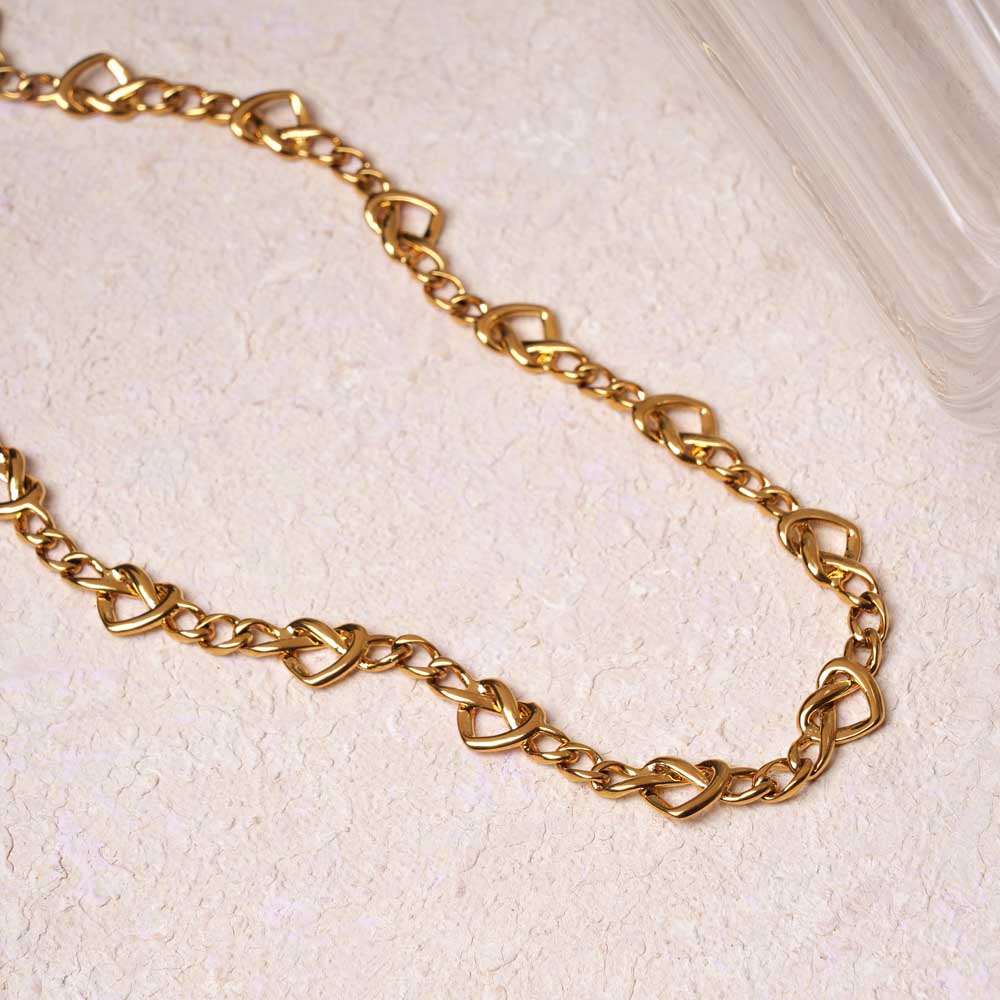 Linked Hearts Chain Necklace