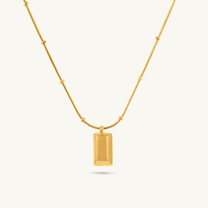 Minimalist Gold Barrel Pendant Necklace
