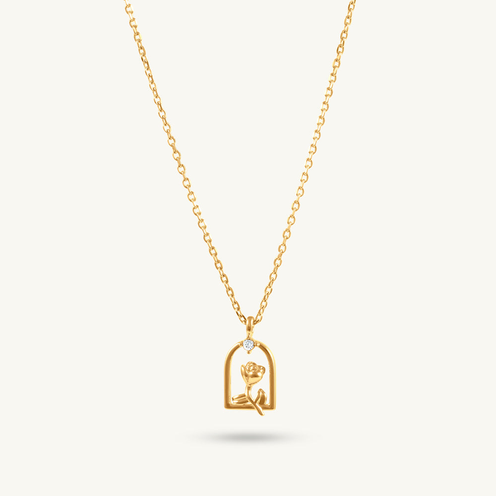 Dainty Bloom Frame Pendant Necklace