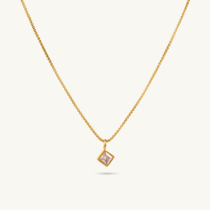 Square Charm Pearl Accent Necklace