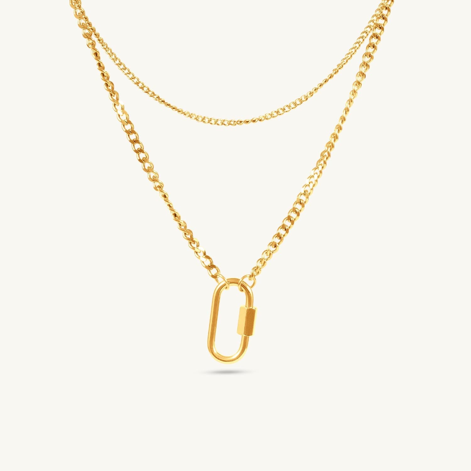 Double Layer Oval Pendant Necklace