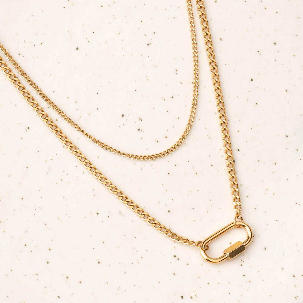 Double Layer Oval Pendant Necklace