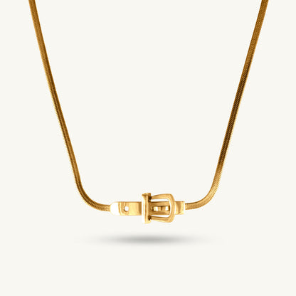 Golden Cube Lock Pendant Necklace