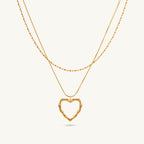 Double Heart Outline Layered Chain