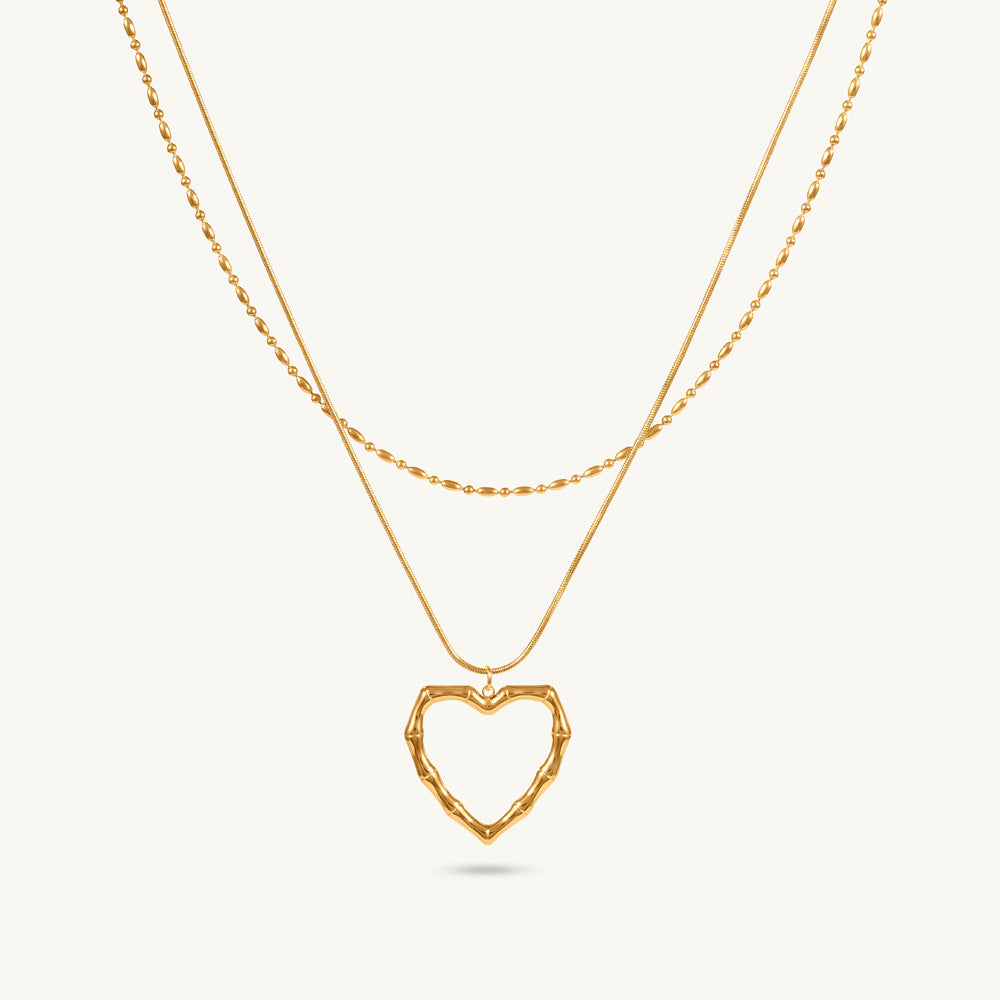 Double Heart Outline Layered Chain