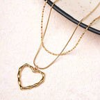 Double Heart Outline Layered Chain