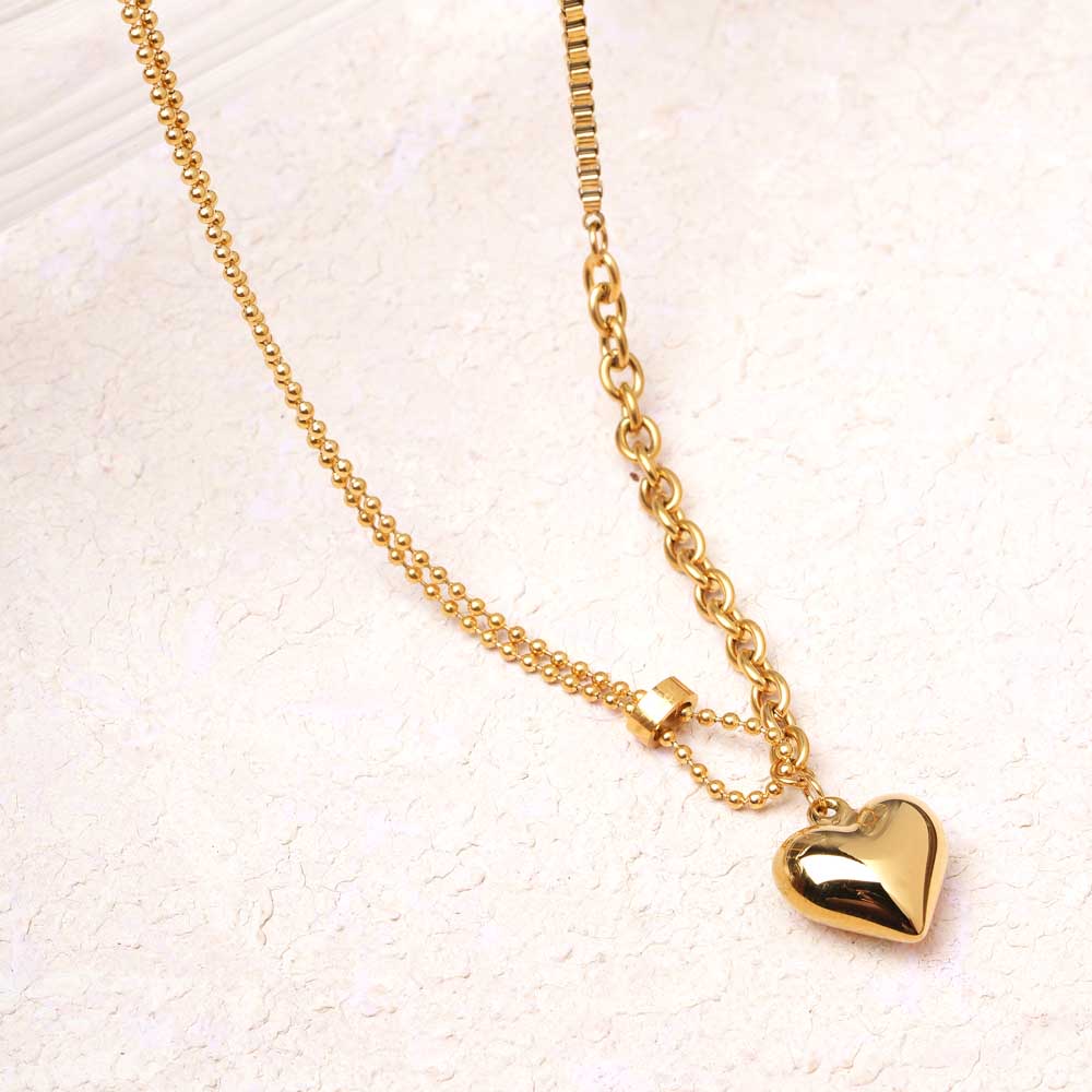 Crystal Heart Double Layered Necklace