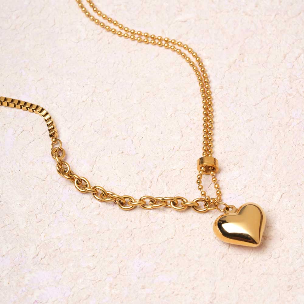 Crystal Heart Double Layered Necklace