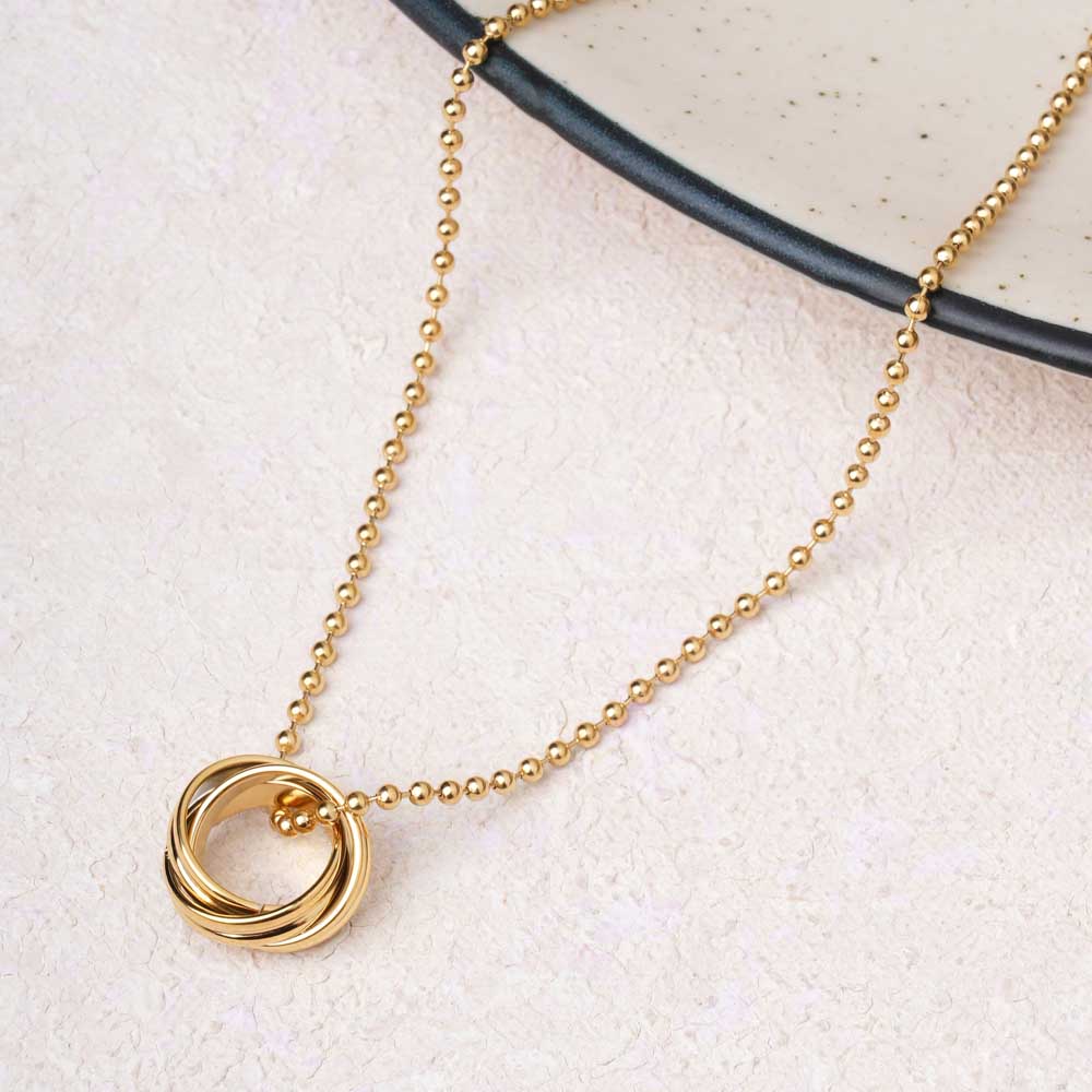 Double Hoop Interlocked Pendant Necklace