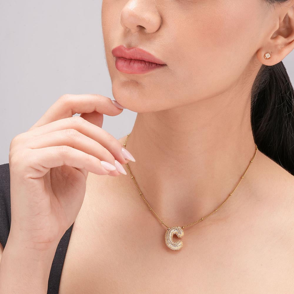 Bold Initial "C" Pendant Necklace