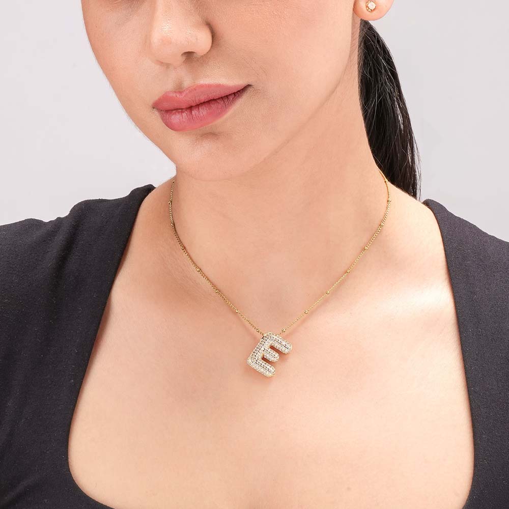 Bold Initial "E" Pendant Necklace