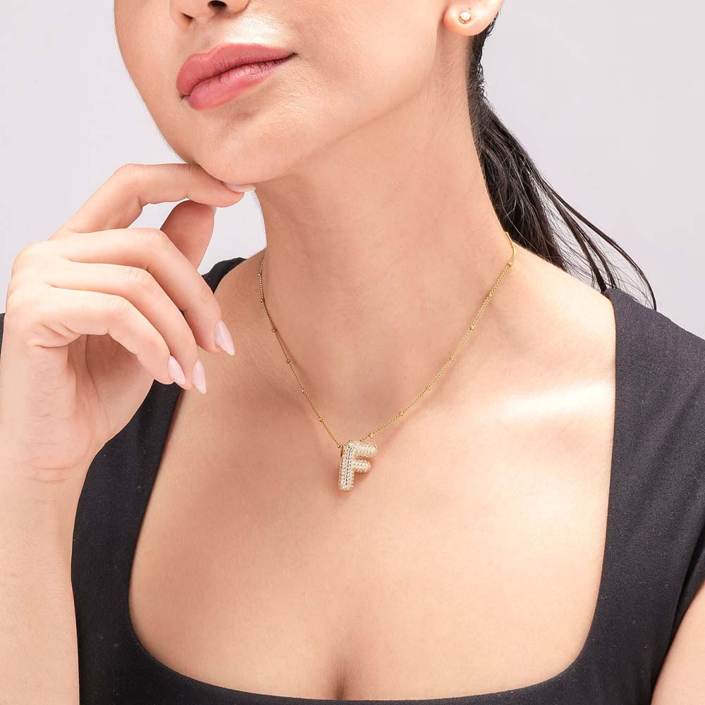 Bold Initial "F" Pendant Necklace