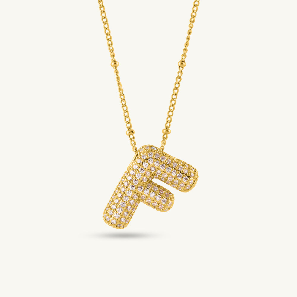 Bold Initial "F" Pendant Necklace