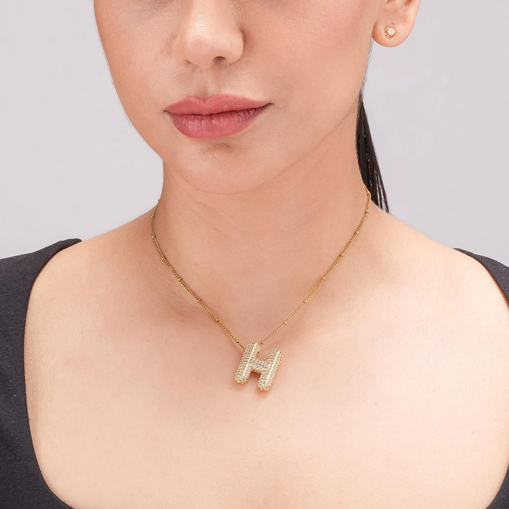 Bold Initial "H" Pendant Necklace