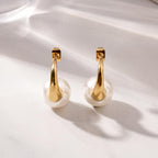 Curve Pearl Hoop Earrings