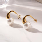 Curve Pearl Hoop Earrings