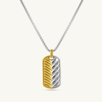 Sculpted Dual-Tone Pendant Necklace