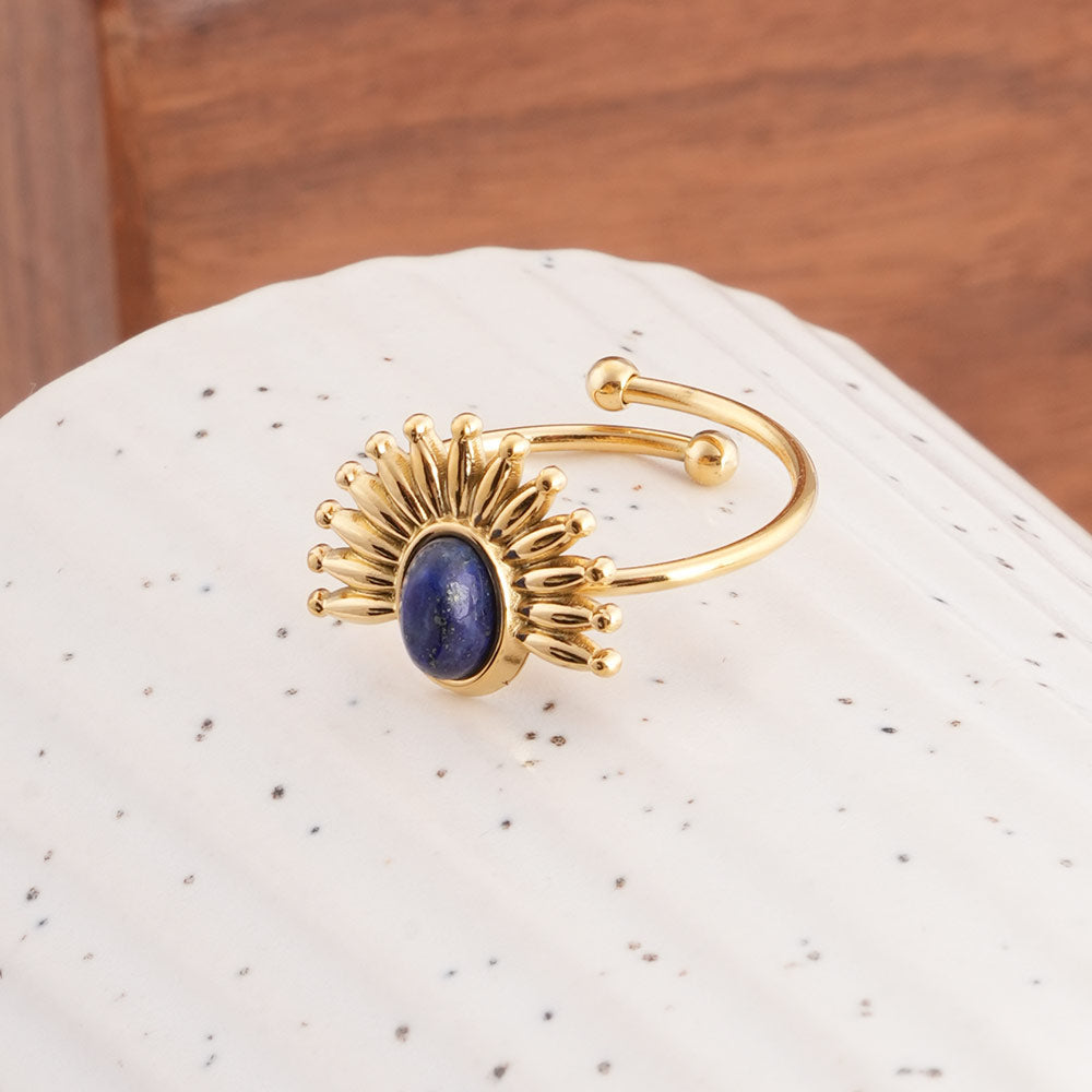 Blue Stone Sunburst Ring