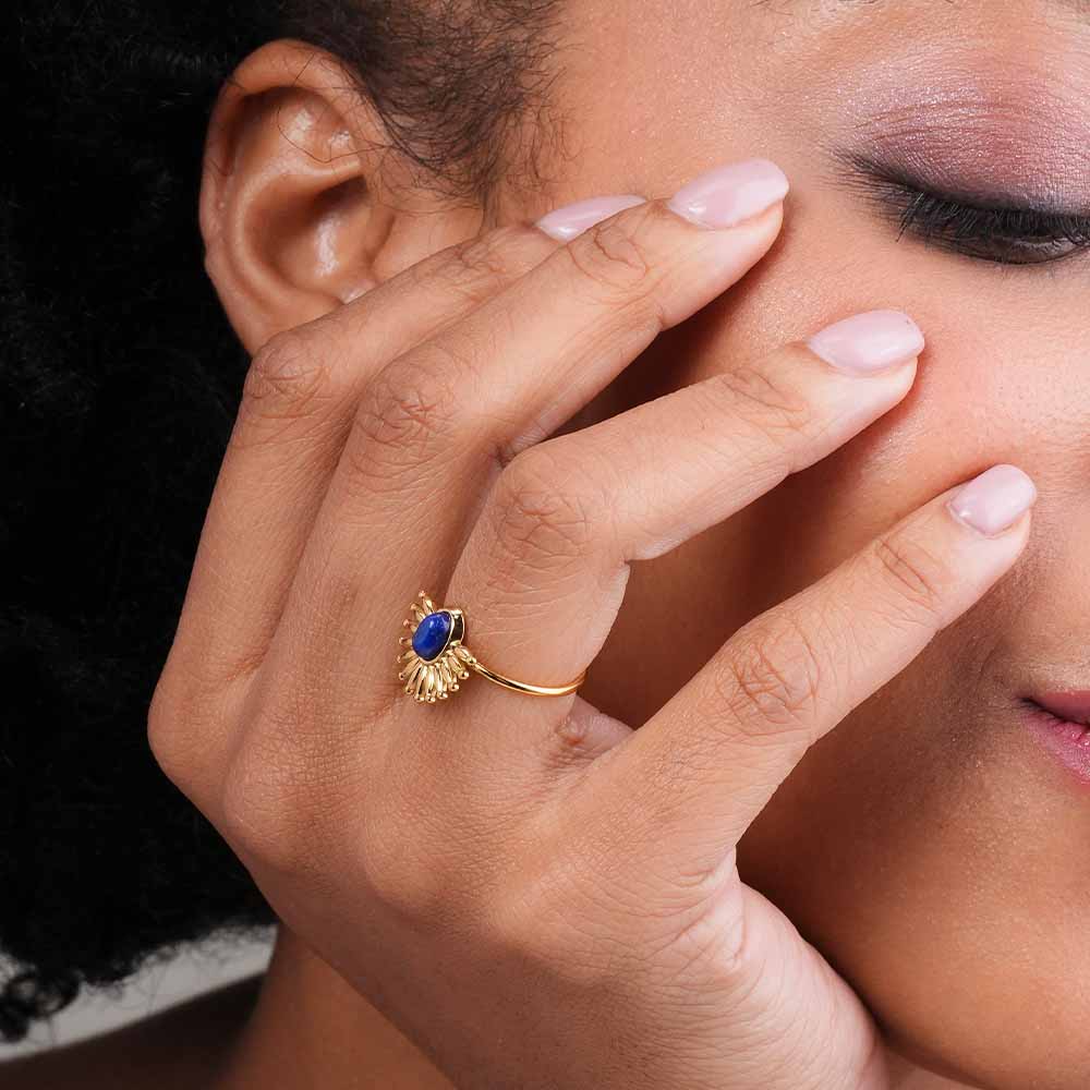 Blue Stone Sunburst Ring