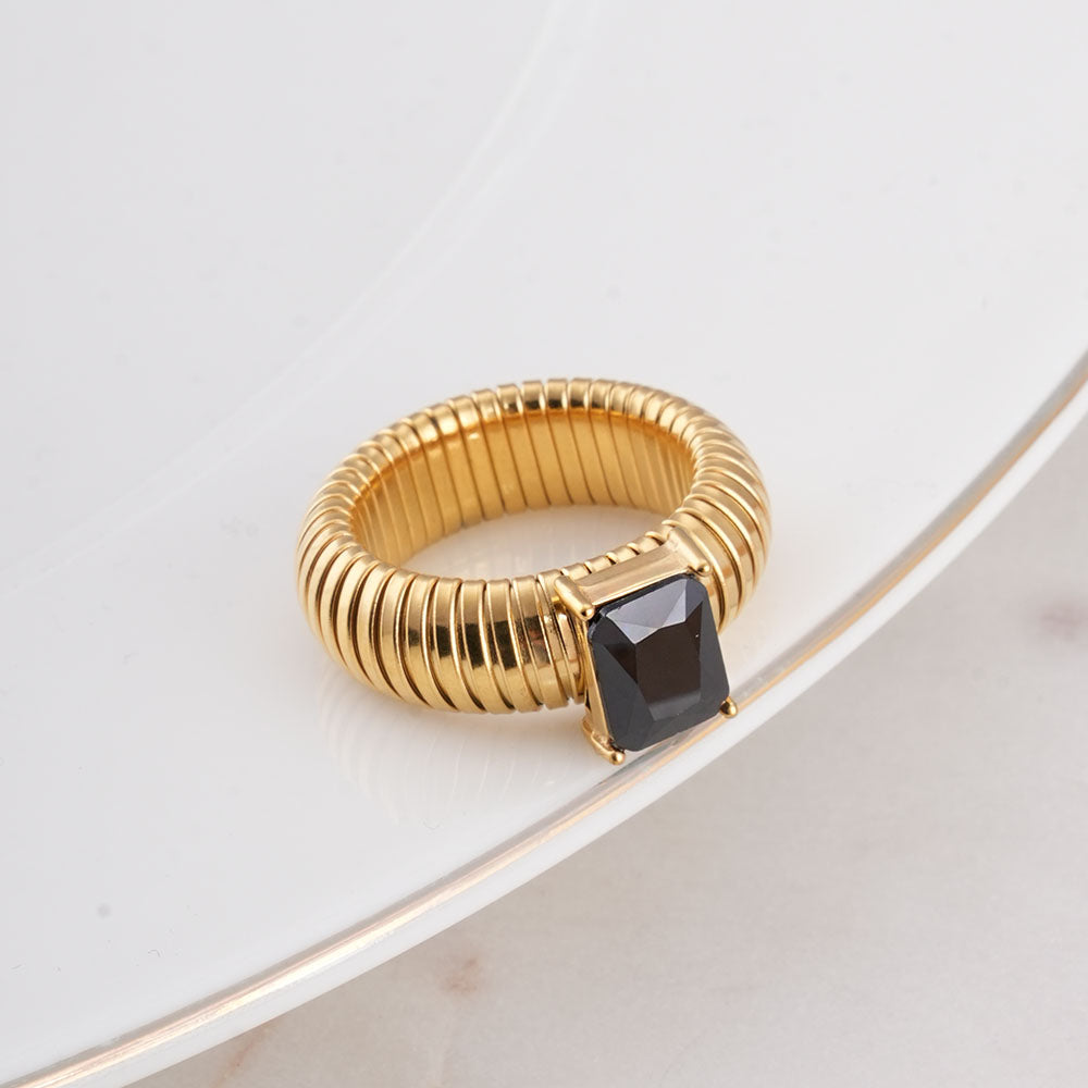 Black Stone Snake Ring
