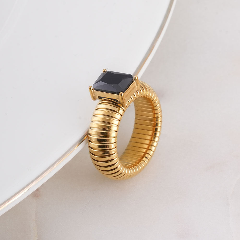 Black Stone Snake Ring