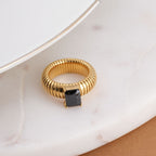 Black Stone Snake Ring