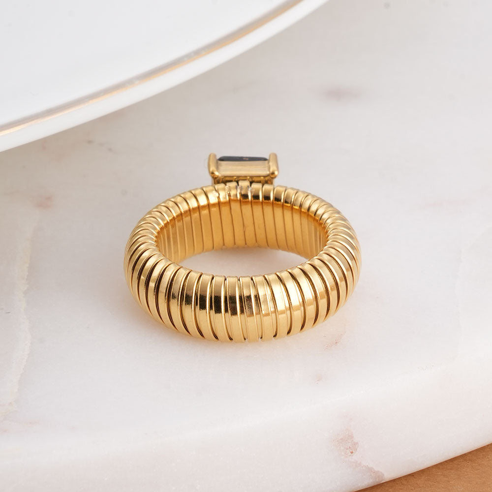 Black Stone Snake Ring