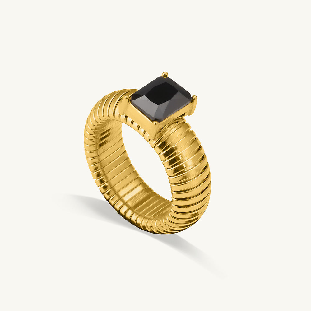 Black Stone Snake Ring