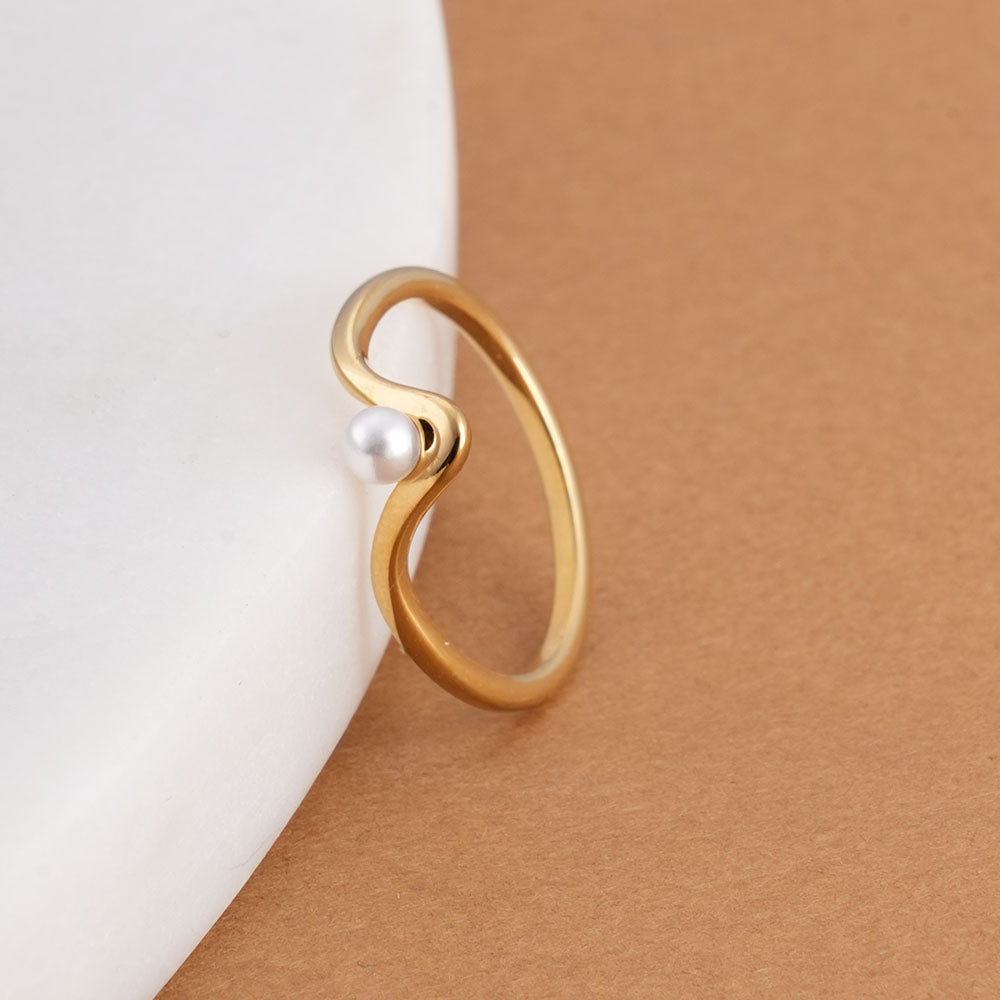 Delicate Vee Pearl Ring