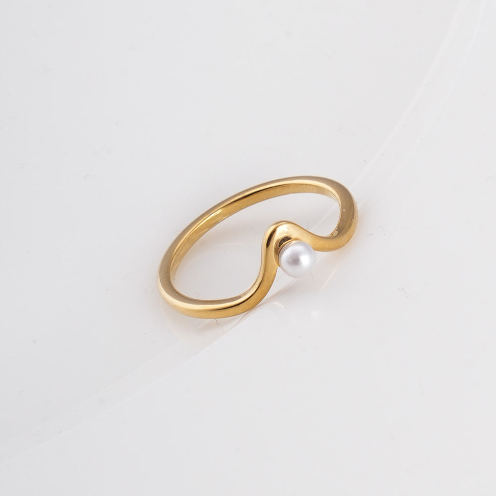 Delicate Vee Pearl Ring